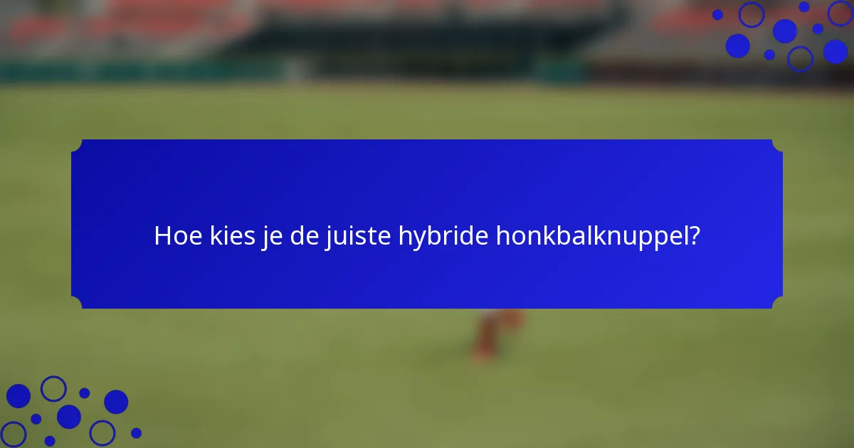 Hoe kies je de juiste hybride honkbalknuppel?