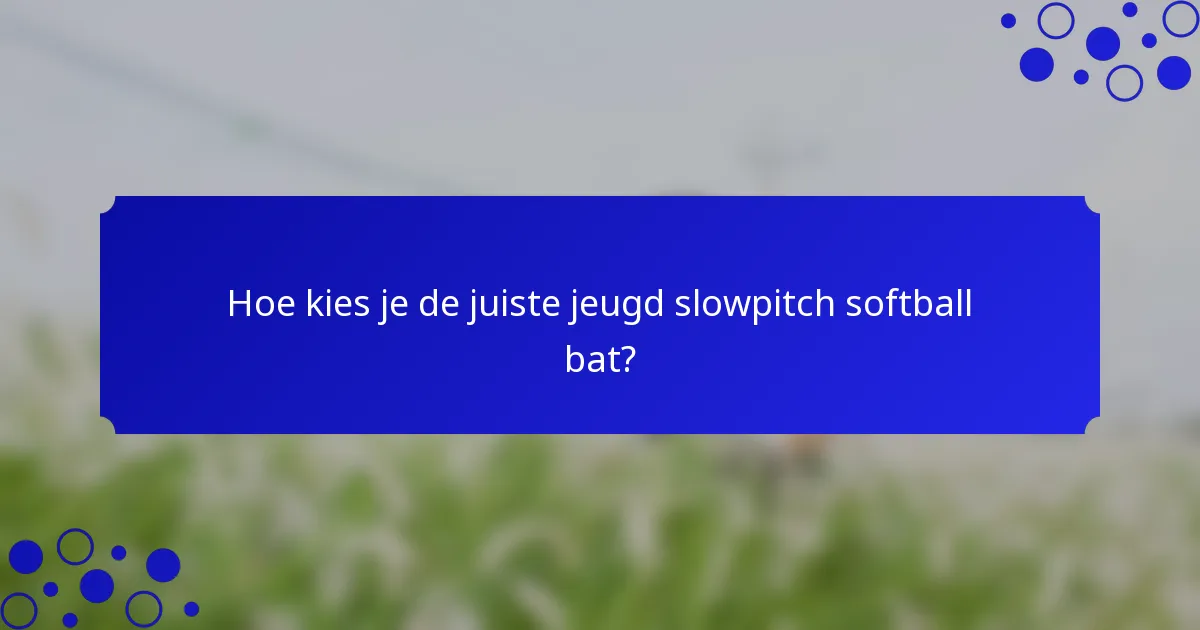 Hoe kies je de juiste jeugd slowpitch softball bat?