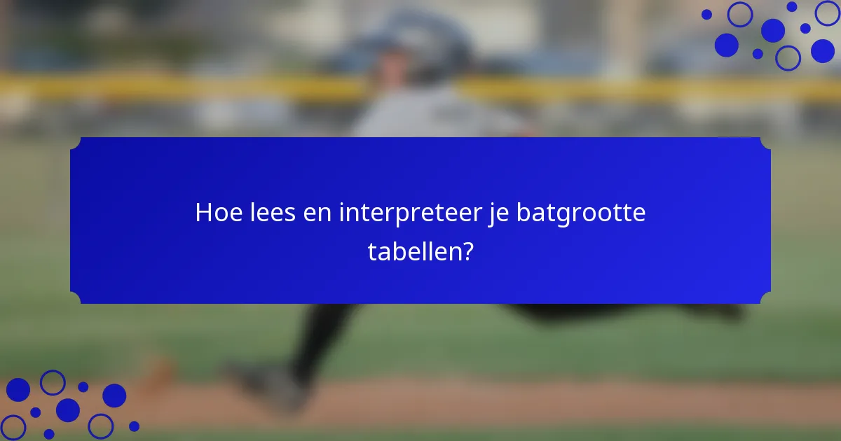 Hoe lees en interpreteer je batgrootte tabellen?