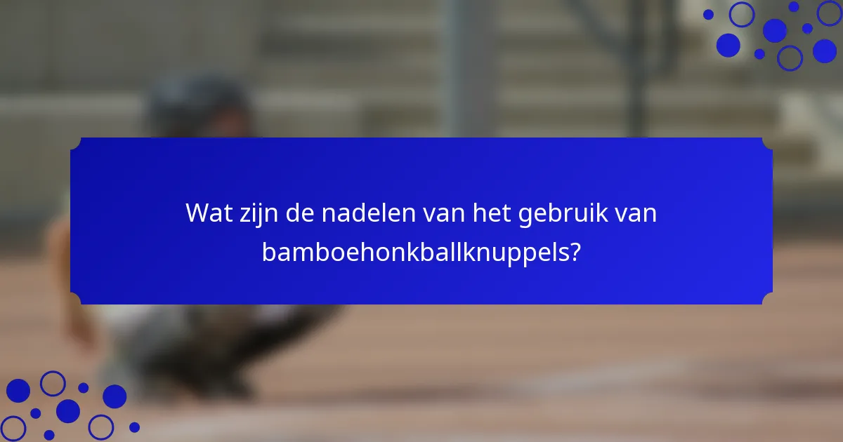 Wat zijn de nadelen van het gebruik van bamboehonkballknuppels?